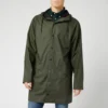 RAINS Men's Long Jacket - Green -The Hut 10796054 6594697073333168