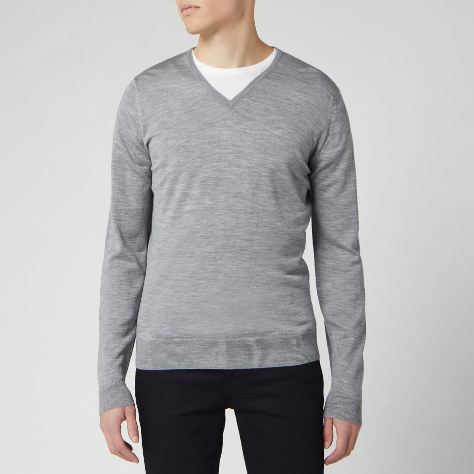 John Smedley Men's Blenheim V-Neck Jumper - Silver 3 John Smedley Men's Blenheim V-Neck Jumper - Silver