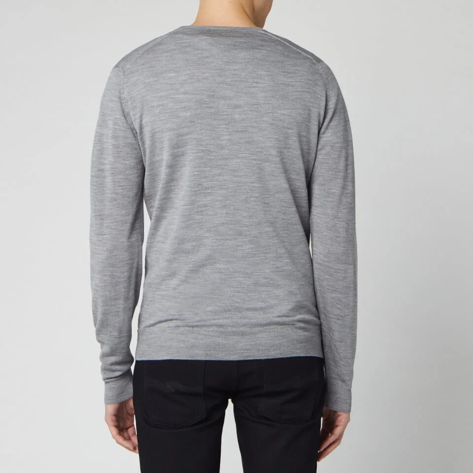 John Smedley Men's Blenheim V-Neck Jumper - Silver 4 John Smedley Men's Blenheim V-Neck Jumper - Silver - Image 2