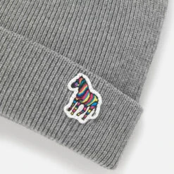 PS Paul Smith Men's Zebra Patch Beanie - Slate Grey -The Hut 12204537 3084720476308163