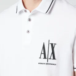 Armani Exchange Men's AX Logo Tipped Polo Shirt - White -The Hut 12903838 3144868135677914