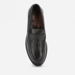Walk London Men's Sean Leather Tassel Loafers - Black -The Hut 13124530 1644898523472470