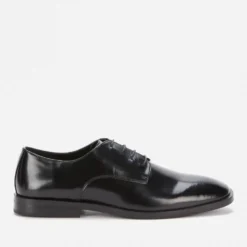 Walk London Men's Alex Leather Hi-Shine Leather Derby Shoes - Black