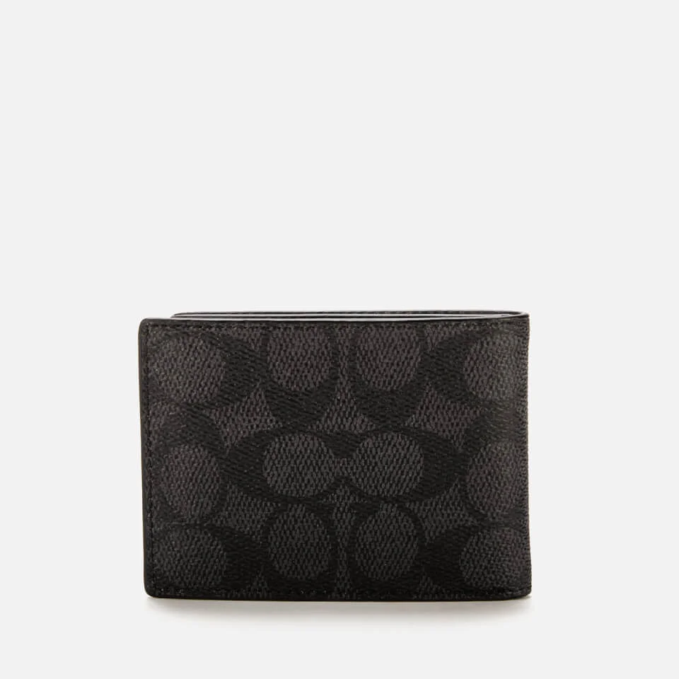 Coach Men's Signature Canvas Slim Bifold Wallet - Charcoal/Black 3 Coach Men's Signature Canvas Slim Bifold Wallet - Charcoal/Black