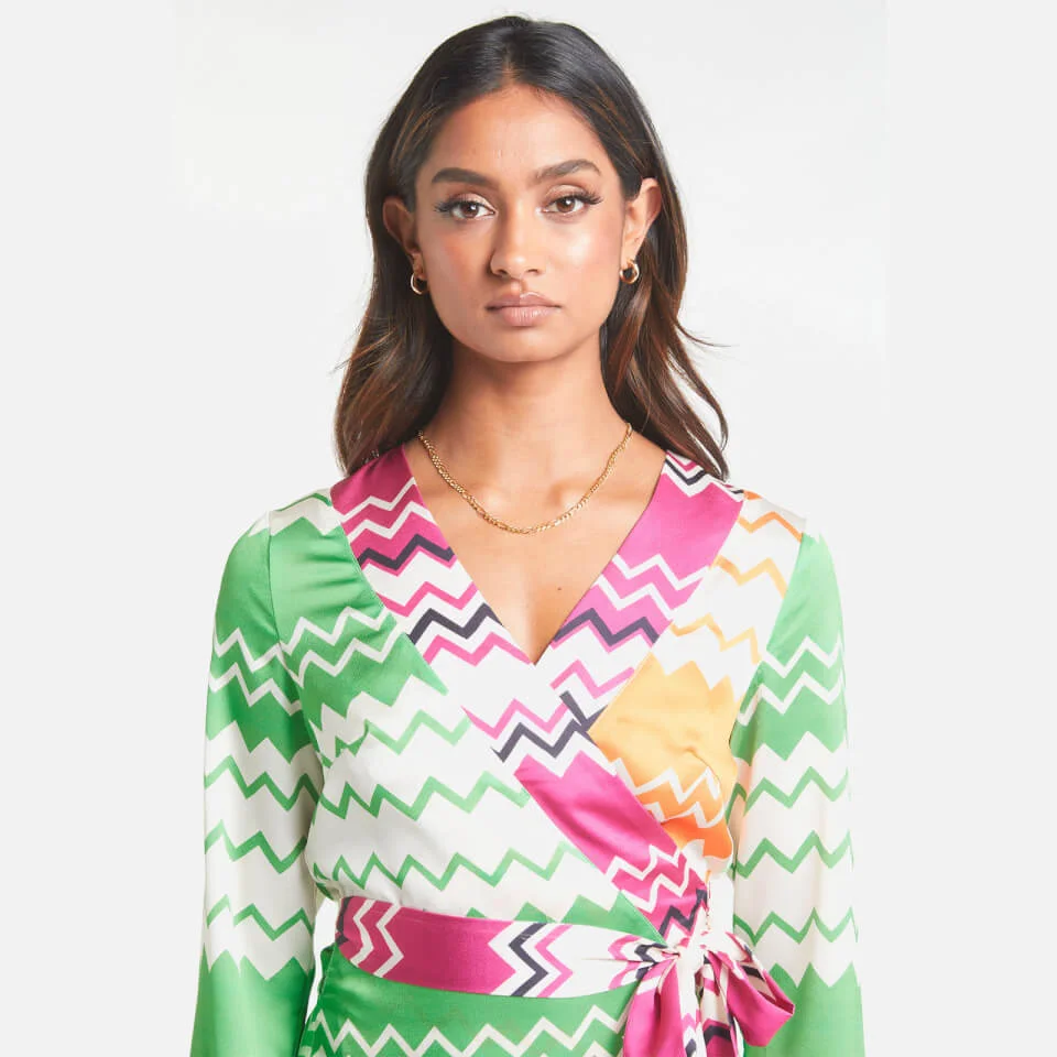 Never Fully Dressed Women's Zig Zag Wrap Dress - Multi 5 Never Fully Dressed Women's Zig Zag Wrap Dress - Multi - Image 3