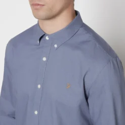 Farah Men's Brewer Shirt - Battleship Blue -The Hut 13738103 2514960669036740