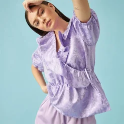 CRAS Mikacras Frilled Jacquard Blouse -The Hut 13882150 5794991314662183