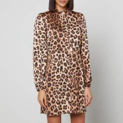 CRAS Lavacras Leopard-Print Recycled Satin Mini Dress