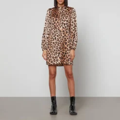 CRAS Lavacras Leopard-Print Recycled Satin Mini Dress -The Hut 13882180 7045003465290995