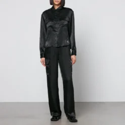 Calvin Klein Jeans Women's Satin Logo Elastic Cargo Pants - Ck Black -The Hut 13902043 5025008924663335