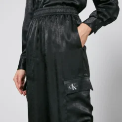 Calvin Klein Jeans Women's Satin Logo Elastic Cargo Pants - Ck Black -The Hut 13902043 8405008924712598