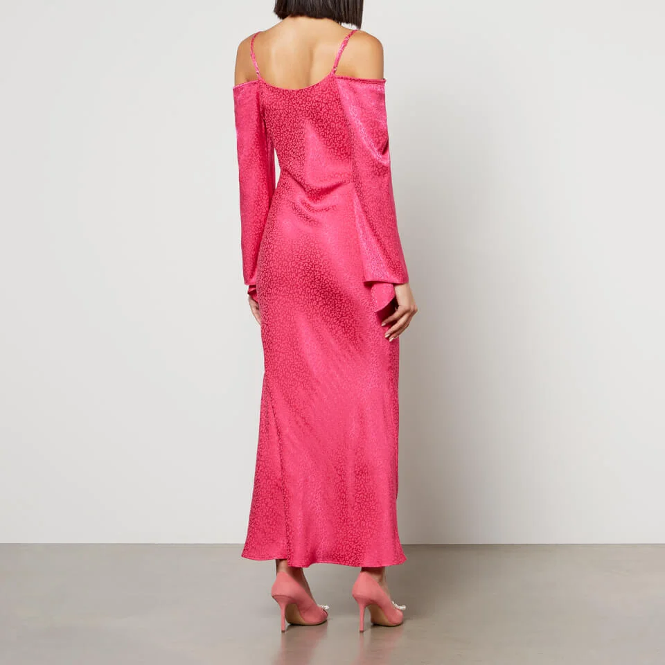 Never Fully Dressed Kiri Leopard Satin-Jacquard Midi Dress 4 Never Fully Dressed Kiri Leopard Satin-Jacquard Midi Dress - Image 2