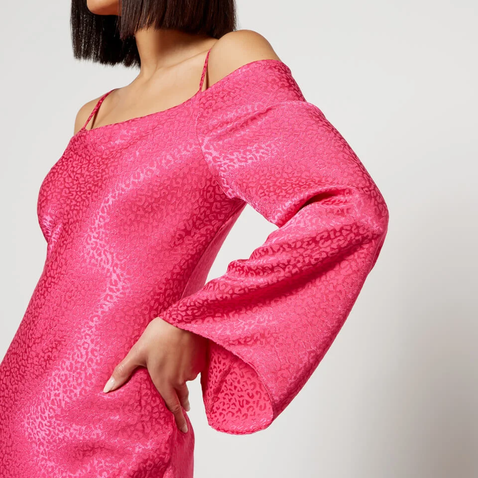 Never Fully Dressed Kiri Leopard Satin-Jacquard Midi Dress 5 Never Fully Dressed Kiri Leopard Satin-Jacquard Midi Dress - Image 3