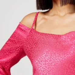 Never Fully Dressed Kiri Leopard Satin-Jacquard Midi Dress 10 Never Fully Dressed Kiri Leopard Satin-Jacquard Midi Dress -The Hut 13995169 1595025472540542