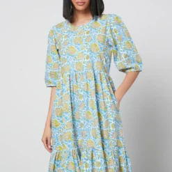 SZ Blockprints Gaia Floral-Print Cotton Midi Dress 9 SZ Blockprints Gaia Floral-Print Cotton Midi Dress -The Hut 14244321 1565038690642290