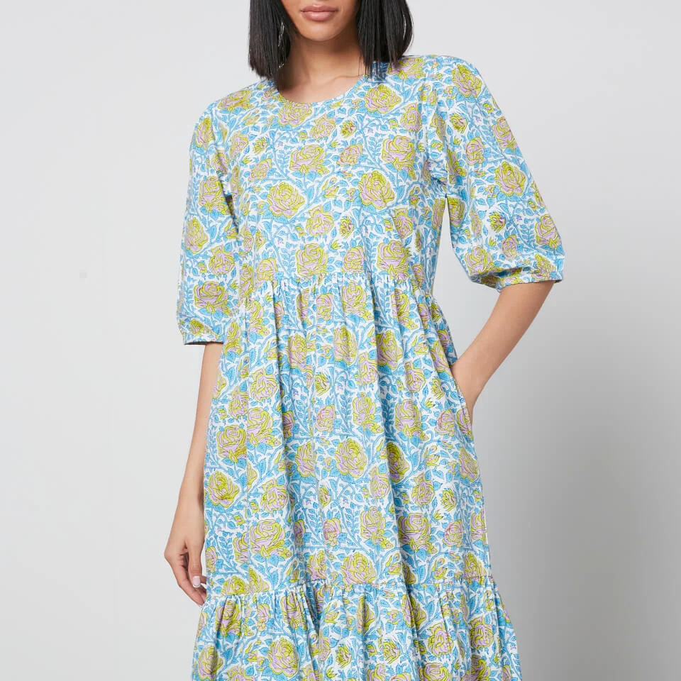 SZ Blockprints Gaia Floral-Print Cotton Midi Dress 5 SZ Blockprints Gaia Floral-Print Cotton Midi Dress - Image 3