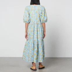 SZ Blockprints Gaia Floral-Print Cotton Midi Dress 8 SZ Blockprints Gaia Floral-Print Cotton Midi Dress -The Hut 14244321 8985038690583655