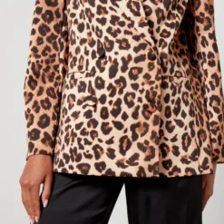 Cras Samycras Leopard-Print Satin Blazer -The Hut 14539200 4365054246497959