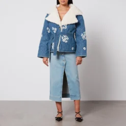 Tach Wilma Floral-Embrodiered Denim And Fleece Jacket -The Hut 14874275 1785085861157704