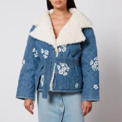 Tach Wilma Floral-Embrodiered Denim And Fleece Jacket