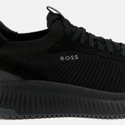 BOSS Men's Jonah Runn Mesh And Faux Leather Trainers -The Hut 14911671 7155139495831969