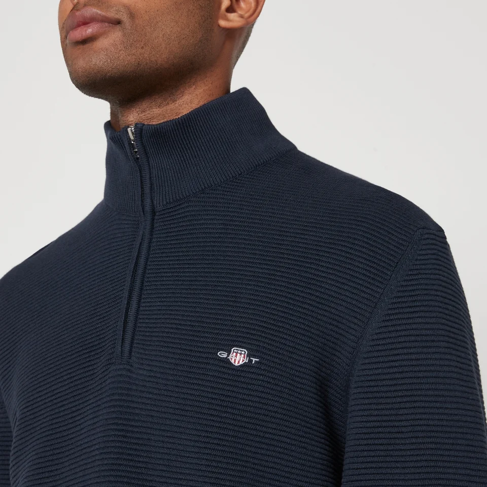 GANT Textured Cotton Half Zip Knitted Jumper 6 GANT Textured Cotton Half Zip Knitted Jumper - Image 4