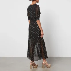 Never Fully Dressed Dobby Rosa Fil Coupé Georgette Dress -The Hut 14948963 1495096013561567