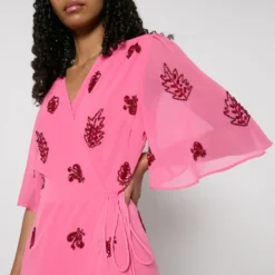 Hope & Ivy Hebe Embellished Chiffon Wrap Maxi Dress 10 Hope & Ivy Hebe Embellished Chiffon Wrap Maxi Dress -The Hut 14979128 1045126046316095