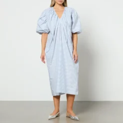 Toit Volant Yvonne Striped Cotton Midi Dress