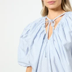 Toit Volant Yvonne Striped Cotton Midi Dress -The Hut 15224001 8745142162188526