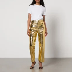 Amy Lynn Lupe Textured Faux Leather Straight-Leg Trousers -The Hut 15280896 1525149383863286