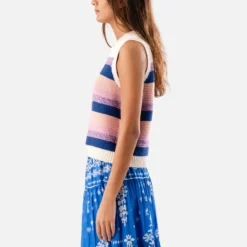 Lollys Laundry Chicago Cotton-Blend Intarsia-Striped Vest -The Hut 15299762 3385143732478052