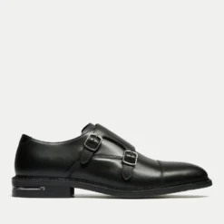 Walk London Men's Oliver Leather Monk Shoes
