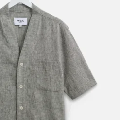 Wax London Faro Linen And Cotton-Blend Baseball Shirt -The Hut 15318531 4045156416985883