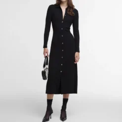 Barbour International Della Ribbed-Jersey Maxi Dress